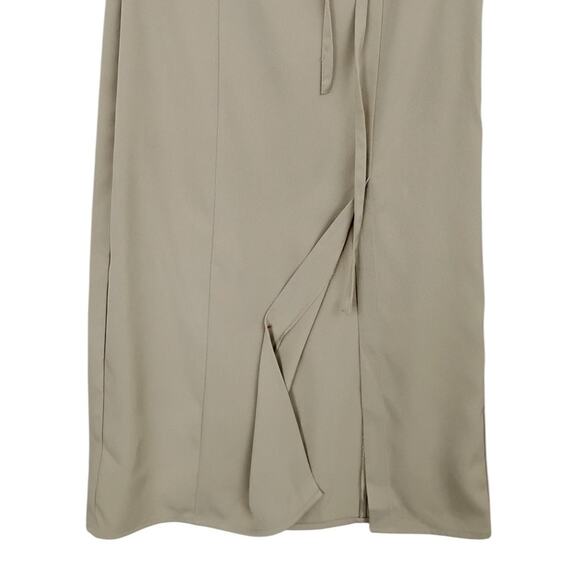 Midi Pencil Skirt Size XS Light Green Pull On Side Zipper Elastic Waist Back - Picture 3 of 8